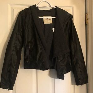 Brand new black leather jacket from holloster